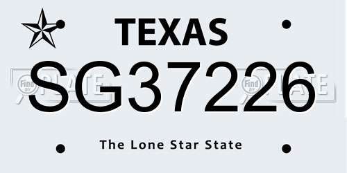 SG37226 Texas License Plate