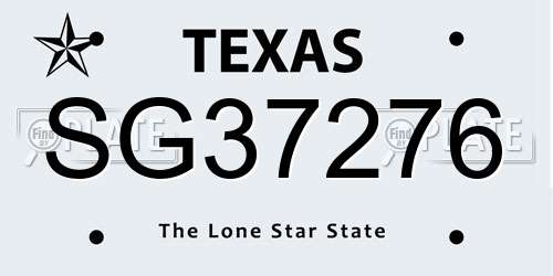 SG37276 Texas License Plate