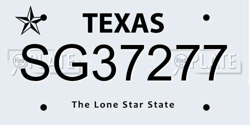 SG37277 Texas License Plate