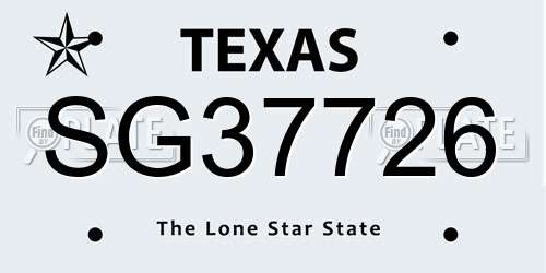 SG37726 Texas License Plate