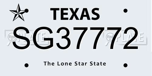 SG37772 Texas License Plate