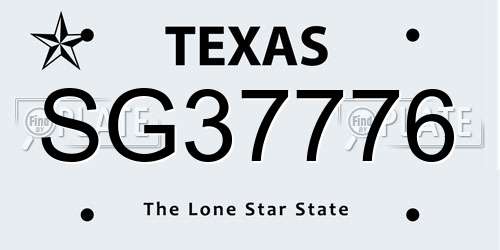 SG37776 Texas License Plate