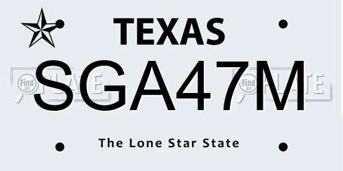 SGA47M Texas License Plate