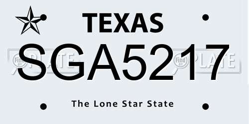 SGA5217 Texas License Plate