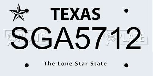 SGA5712 Texas License Plate
