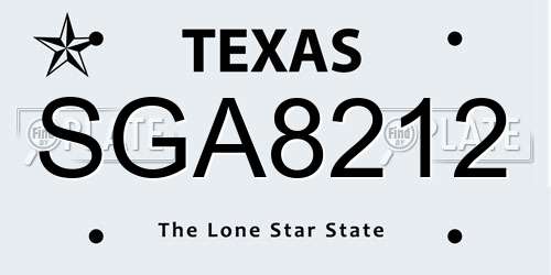 SGA8212 Texas License Plate