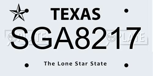 SGA8217 Texas License Plate