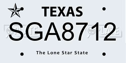 SGA8712 Texas License Plate