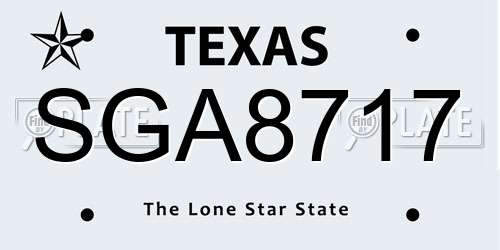SGA8717 Texas License Plate