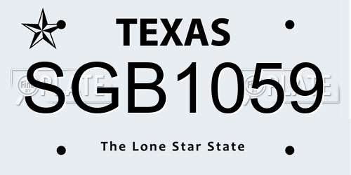SGB1059 Texas License Plate