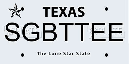 SGBTTEE Texas License Plate