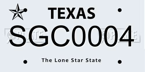 SGC0004 Texas License Plate