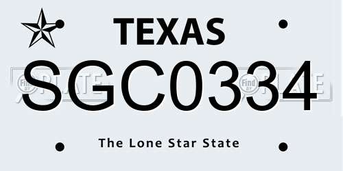 SGC0334 Texas License Plate