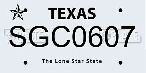 SGC0607 Texas License Plate