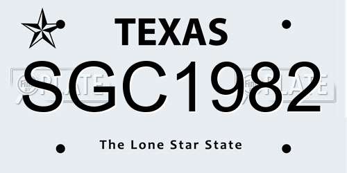 SGC1982 Texas License Plate
