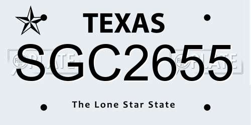 SGC2655 Texas License Plate