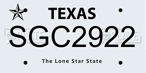 SGC2922 Texas License Plate