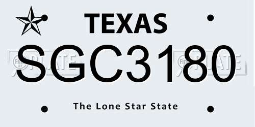 SGC3180 Texas License Plate