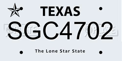 SGC4702 Texas License Plate