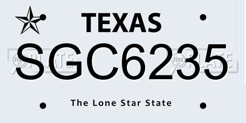 SGC6235 Texas License Plate