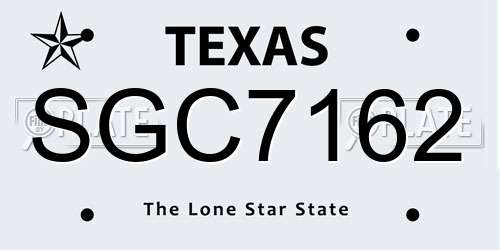 SGC7162 Texas License Plate