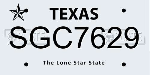 SGC7629 Texas License Plate