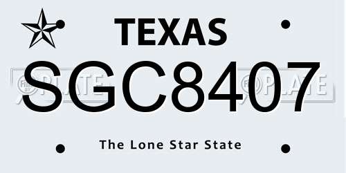 SGC8407 Texas License Plate