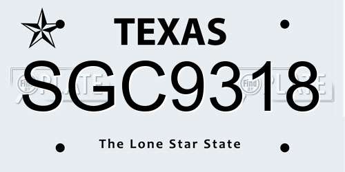 SGC9318 Texas License Plate