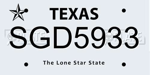 SGD5933 Texas License Plate