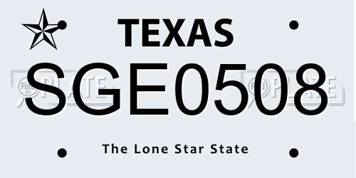 SGE0508 Texas License Plate