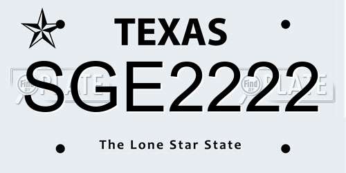 SGE2222 Texas License Plate