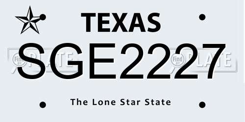 SGE2227 Texas License Plate
