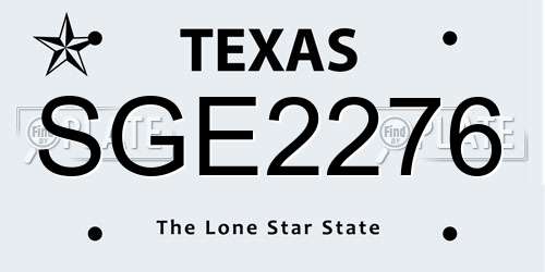 SGE2276 Texas License Plate