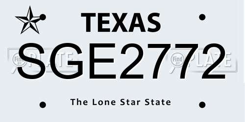 SGE2772 Texas License Plate