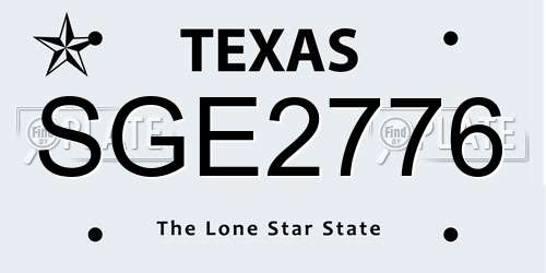 SGE2776 Texas License Plate