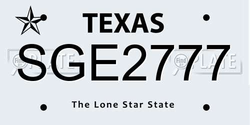 SGE2777 Texas License Plate