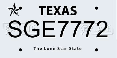 SGE7772 Texas License Plate