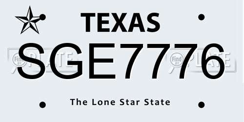 SGE7776 Texas License Plate