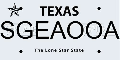 SGEAOOA Texas License Plate