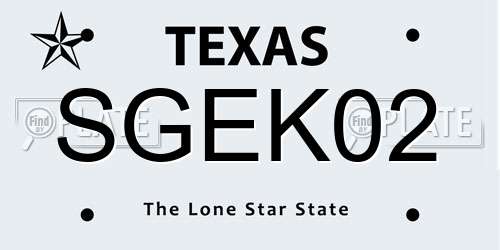 SGEK02 Texas License Plate