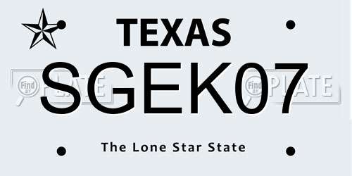 SGEK07 Texas License Plate
