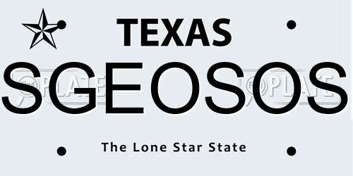 SGEOSOS Texas License Plate