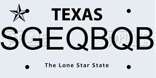 SGEQBQB Texas License Plate