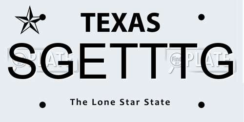 SGETTTG Texas License Plate
