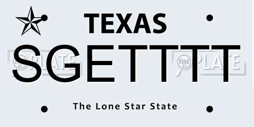 SGETTTT Texas License Plate