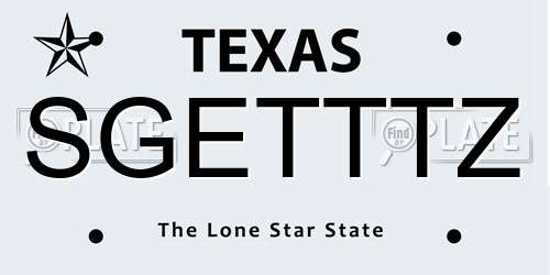 SGETTTZ Texas License Plate