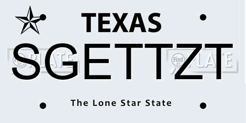 SGETTZT Texas License Plate