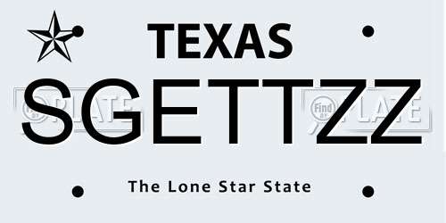 SGETTZZ Texas License Plate