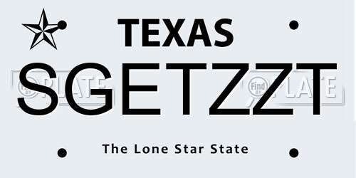 SGETZZT Texas License Plate