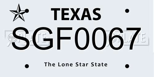 SGF0067 Texas License Plate